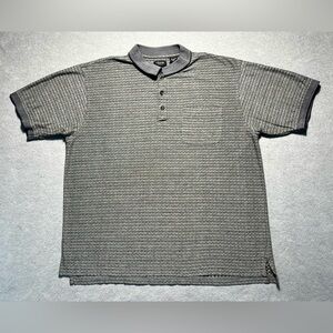 IZOD Golf Polo Shirt Men’s Large Gray Abstract Pattern Cotton Short Sleeve